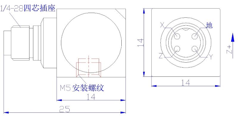 小立方体三轴向加速度传感器尺寸图.jpg 小立方体三轴向加速度传感器尺寸图.jpg
